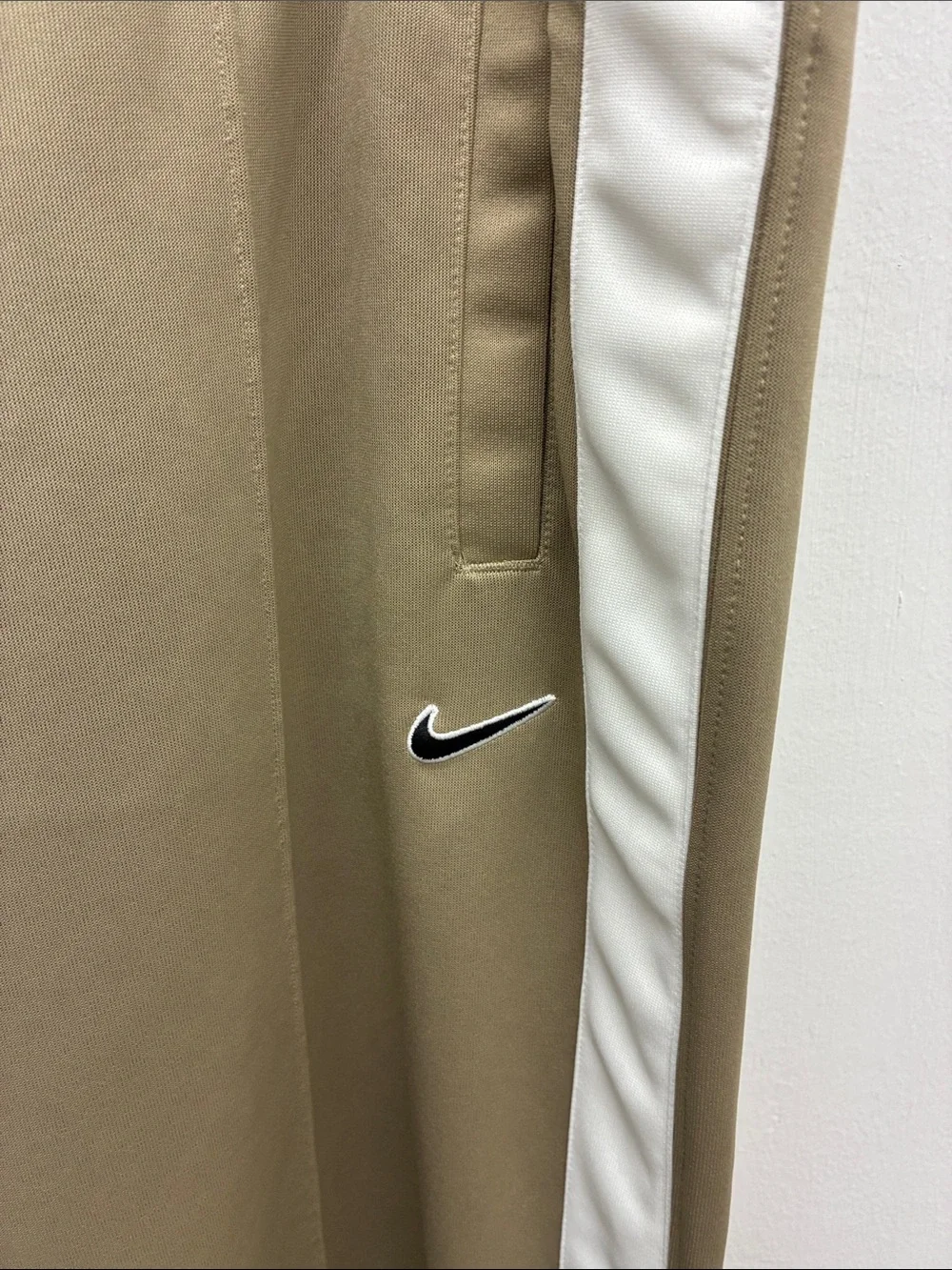 Nike Tan Track Pants with White Side Panels